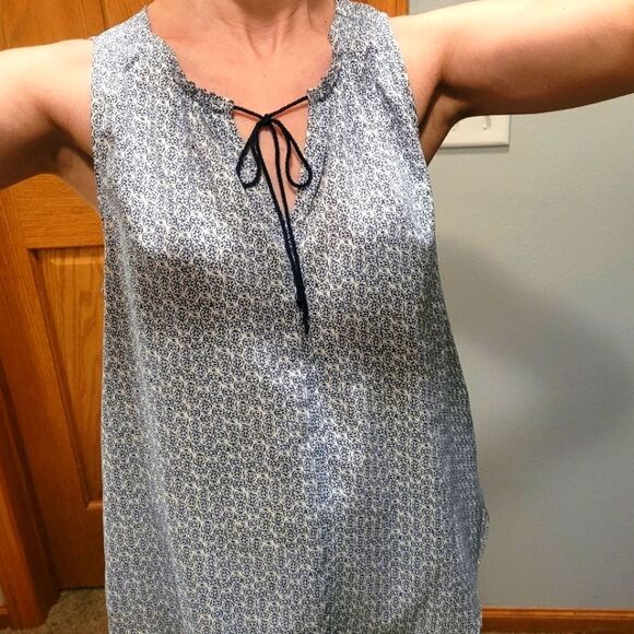 Gap xs navy white sleeveless top oversized tie summer for show ladies - Picture 2 of 16